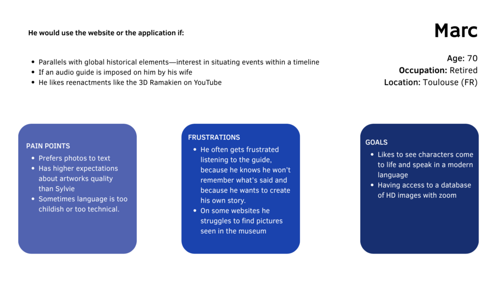Ramakien murals case study: pain points, frustrations, and goals of the user.